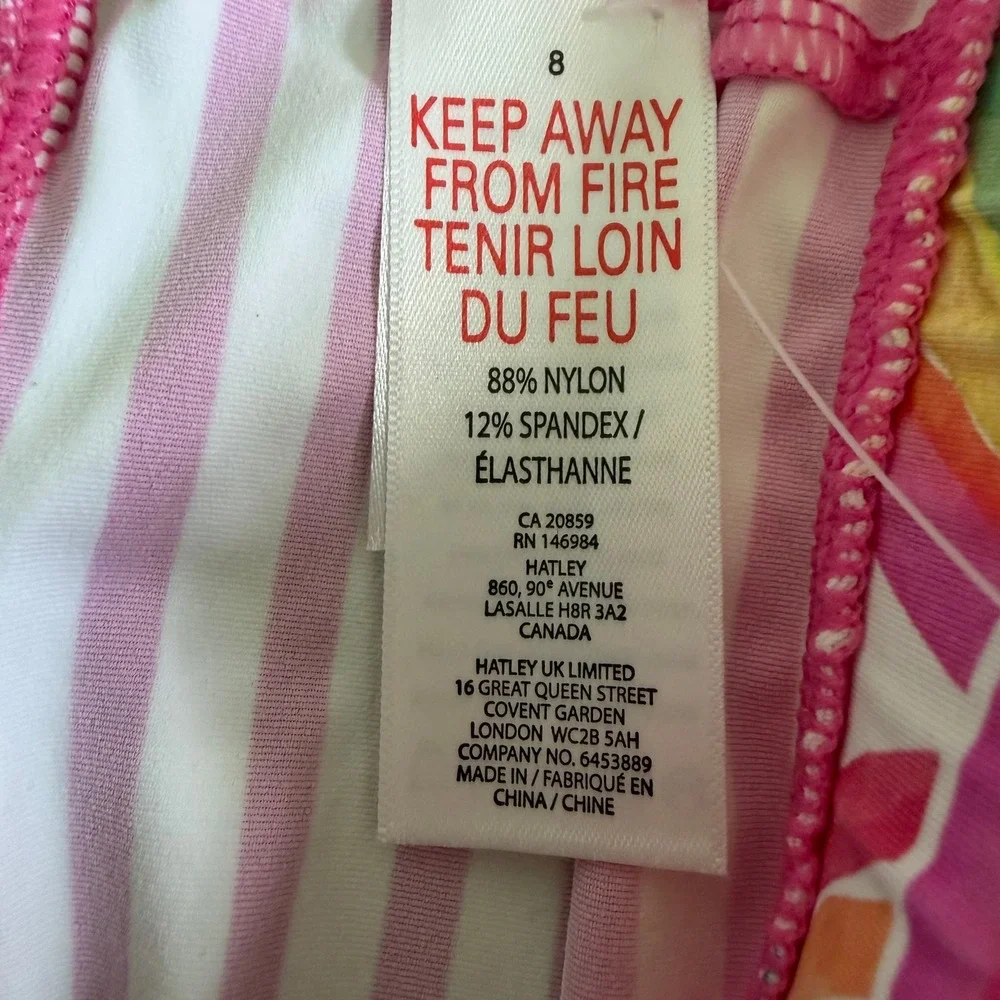 Hatley Striped RBW Swim Short Kids Size 8 Pink‎ WRK1187